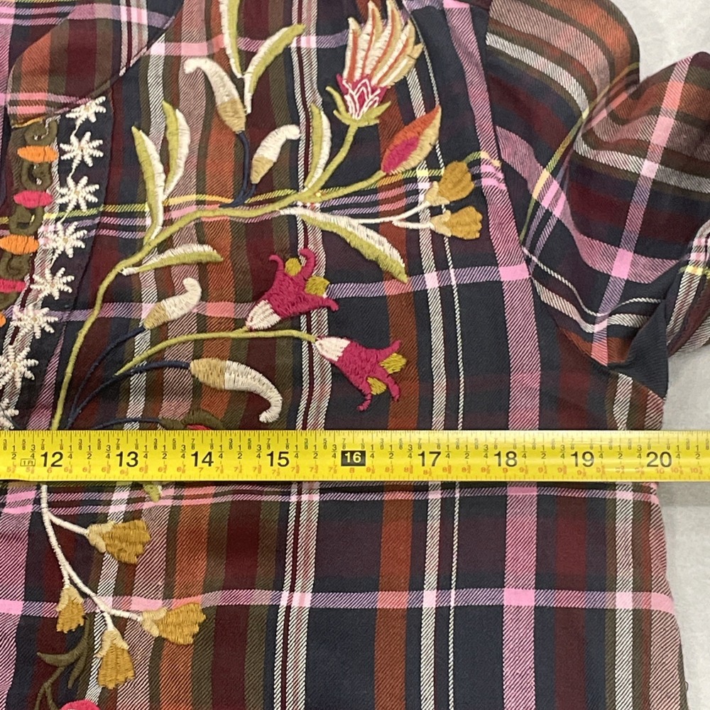 Johnny Was Top Rosalva Paris Blouse Plaid Embroidered Workshop Boho Women's XS - Picture 11 of 13